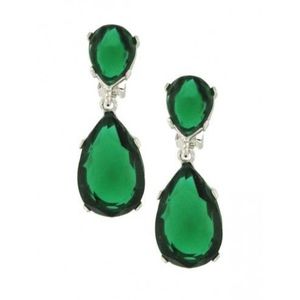 jennifer miller earrings emerald White Gold Plated